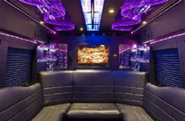 Limo bus with multiple TVs