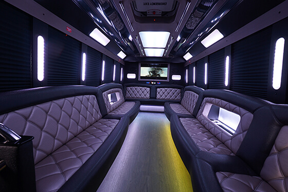 Everett limo bus with leather seats